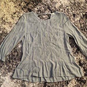 Embroidered Long Sleeved Smock Top